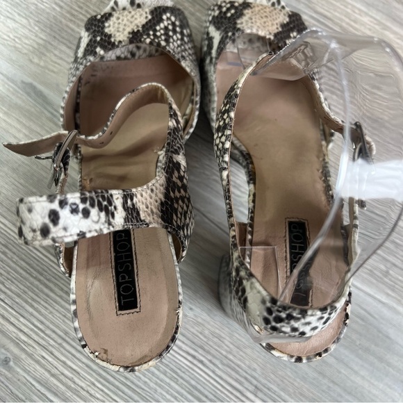 Woman’s topshop well worn leather snake embossed chunky heel and platform sz 8.5 - Picture 4 of 13